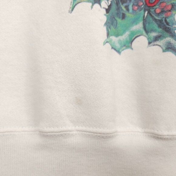 Vintage Christmas Sweatshirt Mens Size Large White 80s Holiday Made In USA - Picture 4 of 7